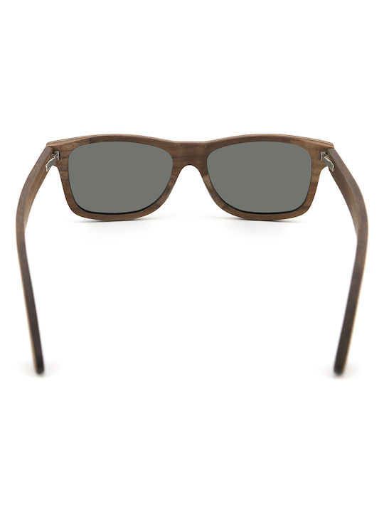 Daponte Sunglasses with Brown Wooden Frame and Gray Polarized Lens DAP008WC#6