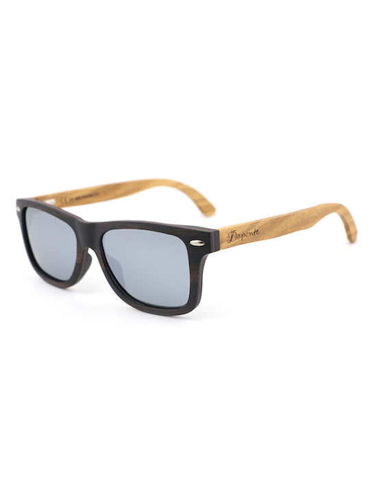 Daponte Unisex Sunglasses with Gray Wooden Frame and Gray Polarized Lens DAP008EPA#6