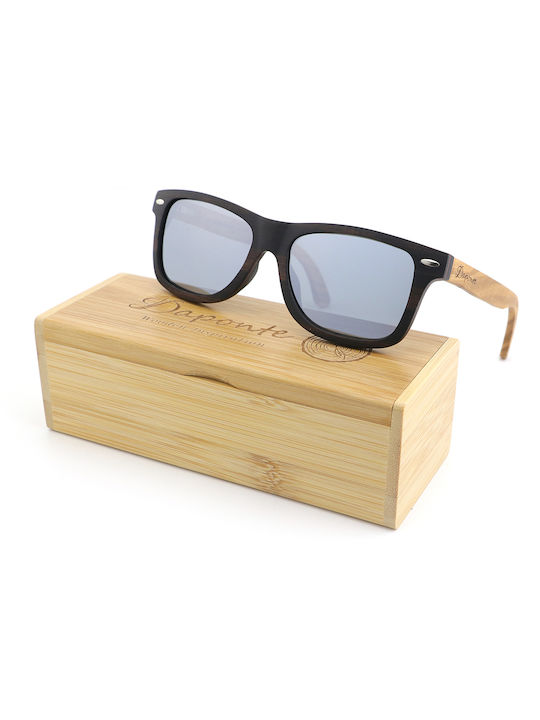 Daponte Unisex Sunglasses with Gray Wooden Frame and Gray Polarized Lens DAP008EPA#6