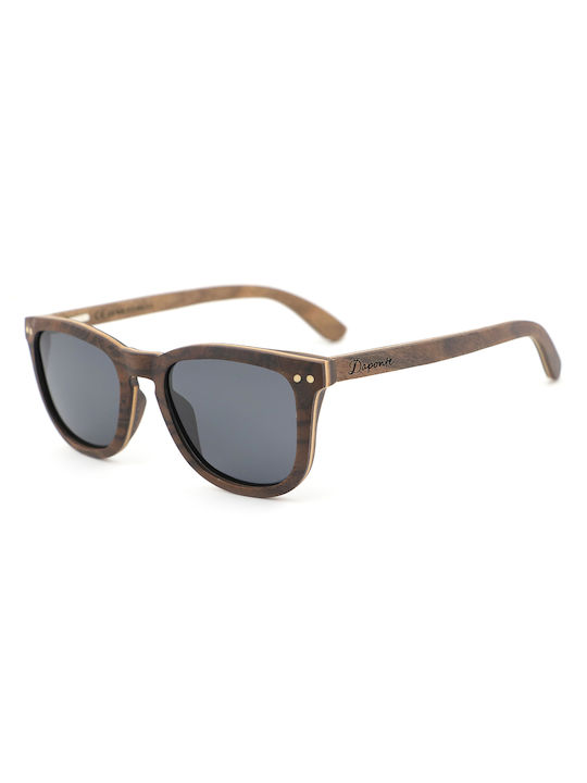 Daponte Unisex Sunglasses with Brown Wooden Frame and Gray Polarized Lens DAP041WB#4