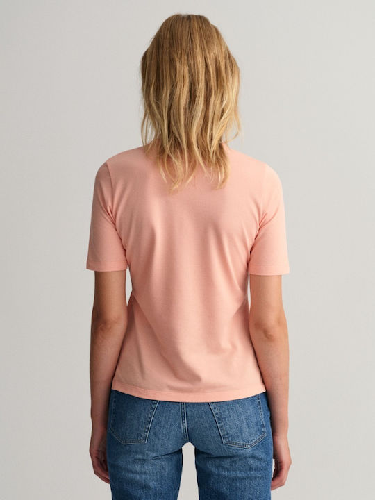 Women's Short Sleeve Polo Blouse Orange