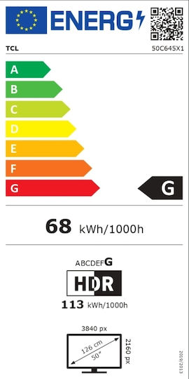 TCL Smart Τηλεόραση 50" 4K UHD QLED C645 HDR (2023) 50C645