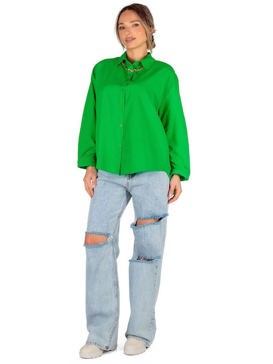 Women's Monochrome Long Sleeve Shirt Green