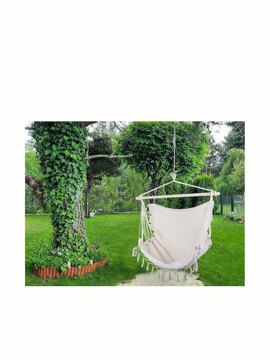 Hängesessel Einzeln Stoff Beige 130x90cm