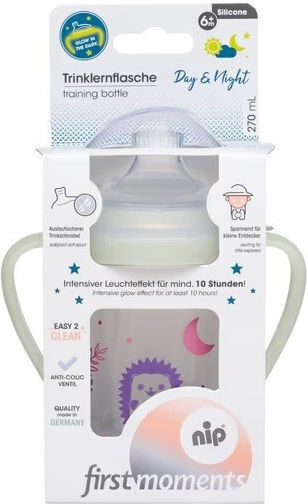 Nip Hedgehog Εκπαιδευτικό Μπιμπερό Πλαστικό με Λαβές Λευκό 6m+ 270ml
