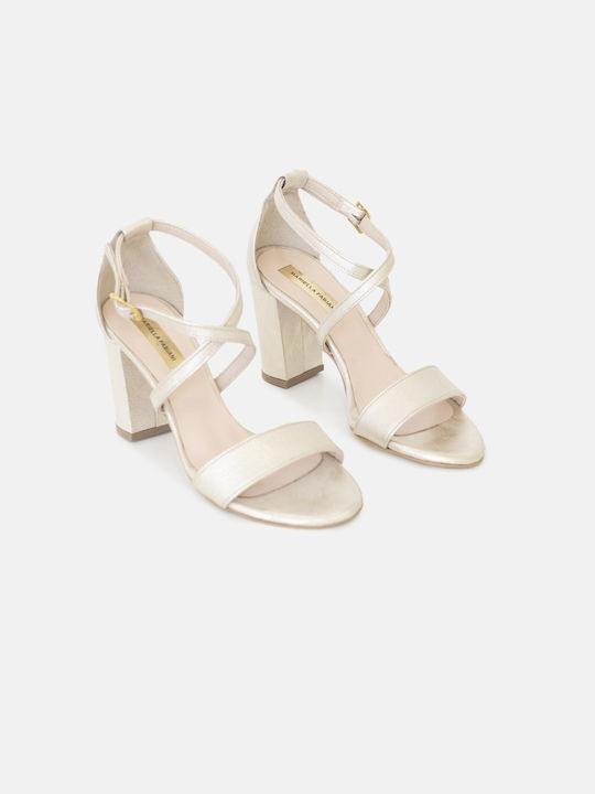 InShoes Leder Damen Sandalen in Gold Farbe