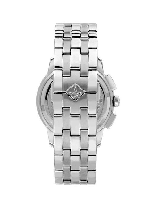 Herrenuhr 42mm Chronograph Batterie mit Rostfreiem Stahlarmband Blau/Silber