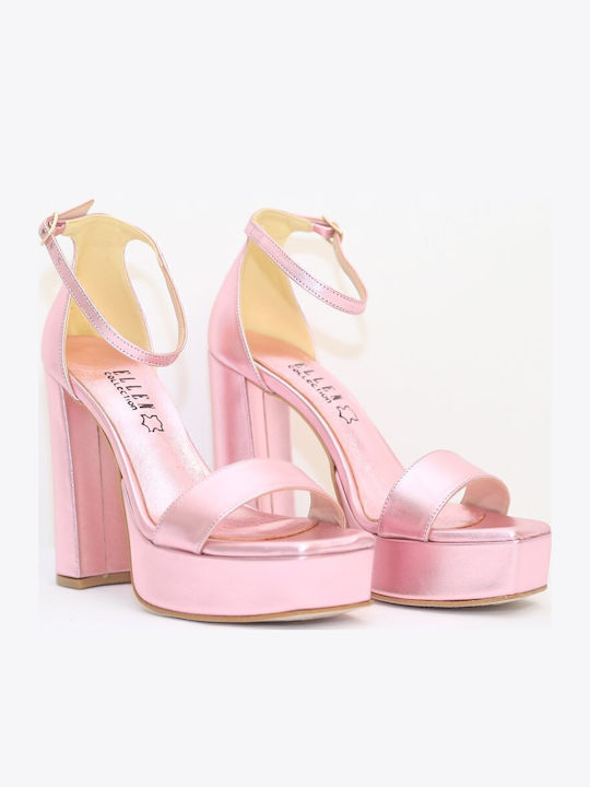 Stoff Sandalen Metallic Pink