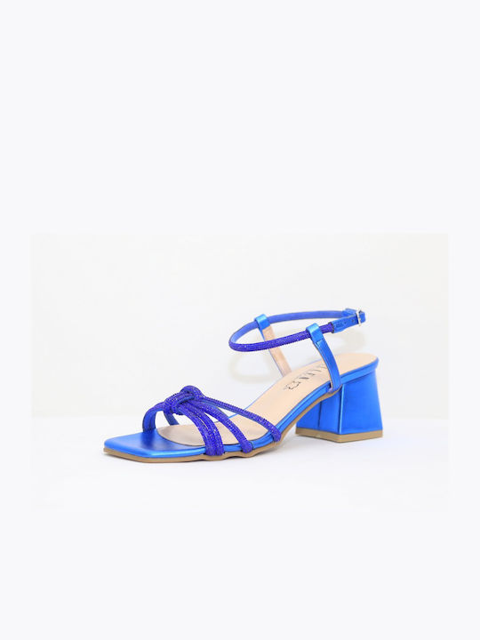 Ellen Damen Sandalen mit Chunky mittlerem Absatz in Blau Farbe