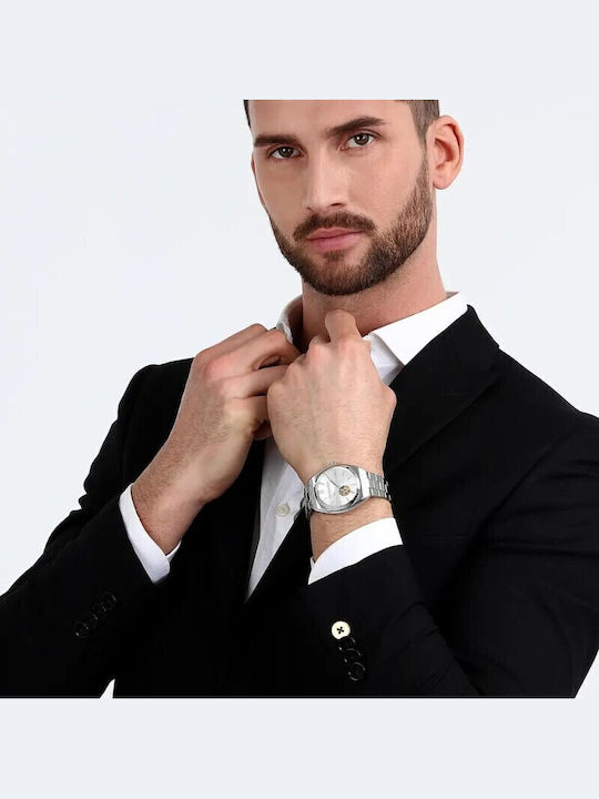 Trussardi Herrenuhr Automatisch mit Silbernem Rostfreien Stahlarmband
