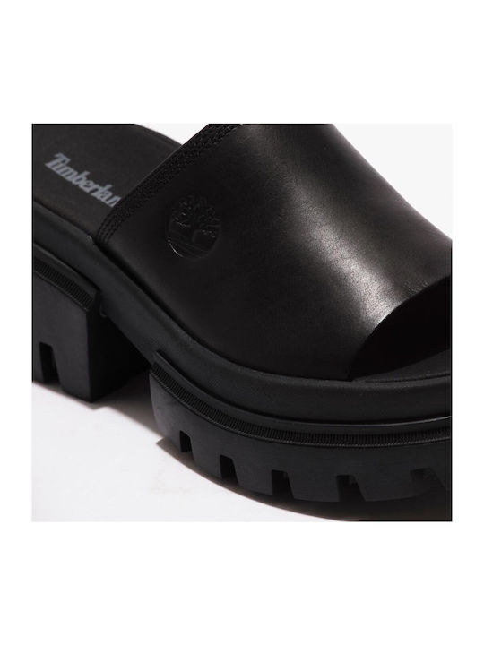 Everleigh Δερμάτινα Γυναικεία Σανδάλια Flatforms Μαύρα