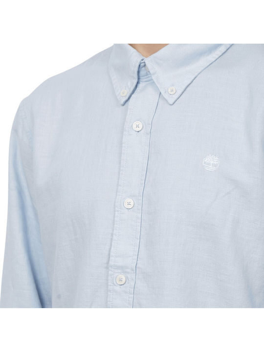 Long-sleeved Linen Shirt Light Blue