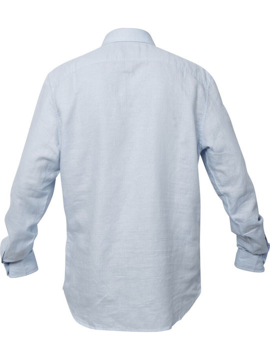 Long-sleeved Linen Shirt Light Blue