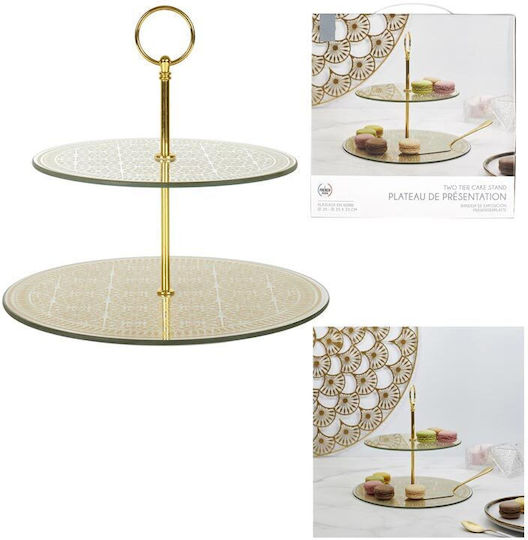 Metallic Dessert Tower Stand with 2 Tiers Gold Ø25cmxY25cm