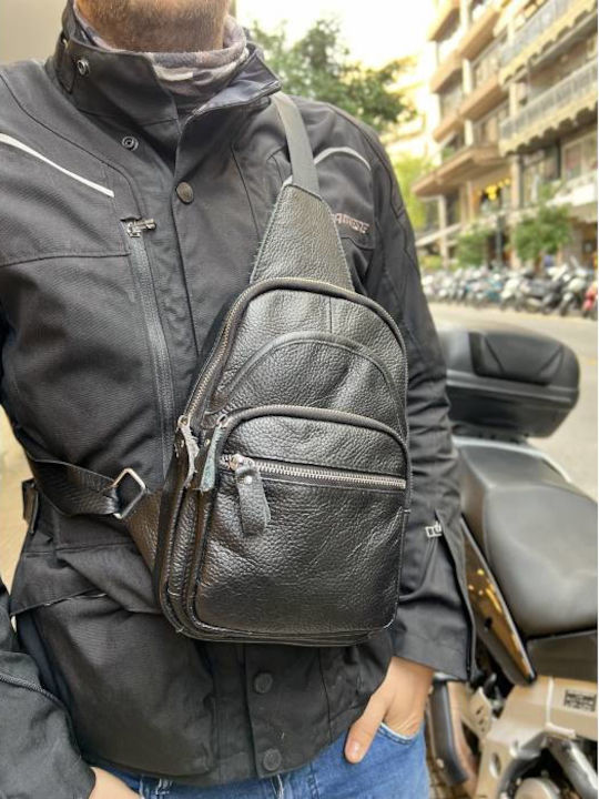 Leather Men's Bag Sling Black