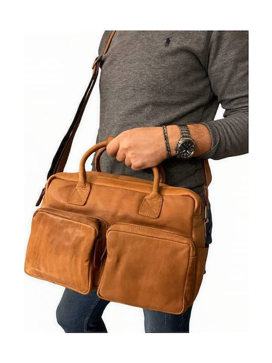 Leder Herrentasche Schulter / Crossbody Tabac Braun