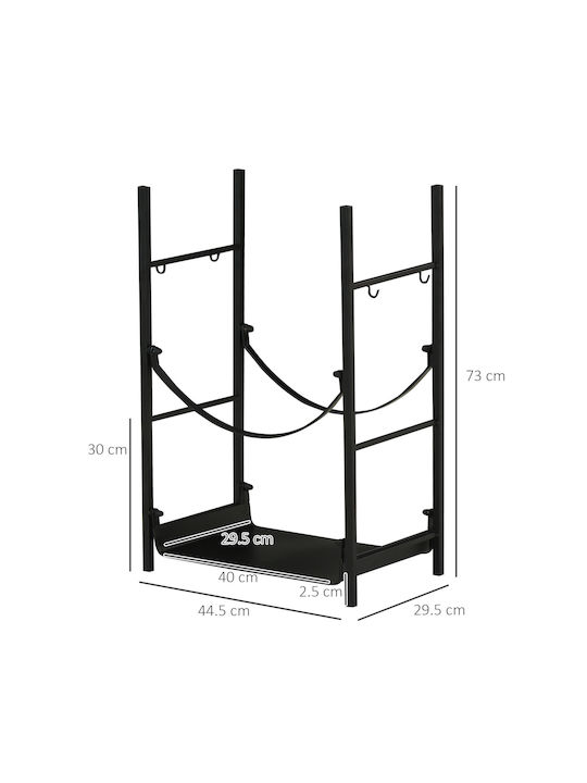 Outsunny Metallic Shelf Wood Storage 44.5x29.5x73cm Black