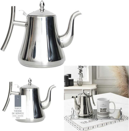 Τσαγιέρα Ανοξείδωτη Ασημί 1250ml
