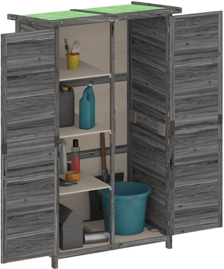 Wooden Garden Warehouse with Double-Leaf Door Gray L0.83xW0.57xH1.4cm
