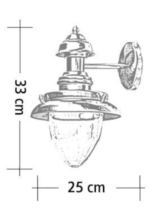 Lido Wall-Mounted Outdoor Lantern E27 IP43 24x33εκ.