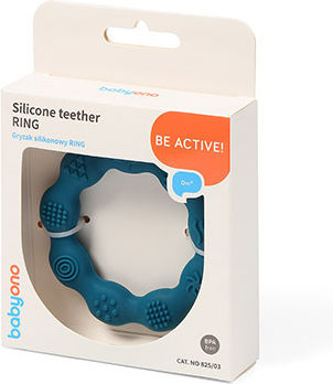 Babyono Teething Ring made of Silicone for 0 m+ Blue 1pcs