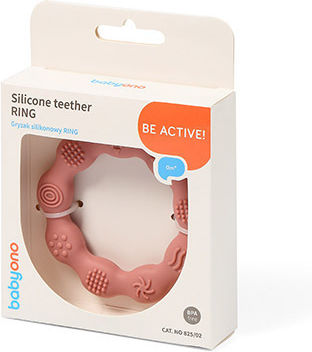 Babyono Teething Ring made of Silicone for 0 m+ Pink 1pcs