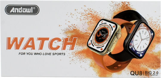 Andowl QU8 Smartwatch με Παλμογράφο (Μαύρο)