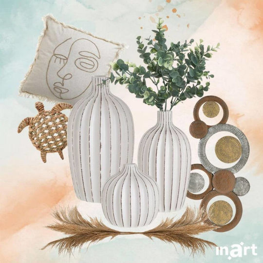 Inart Ceramic Vase Λευκό 15x15x27cm