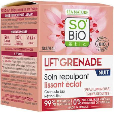 So'Bio Etic Lift'Grenade Feuchtigkeitsspendend & Aufhellend Creme Gesicht Nacht mit Retinol 50ml