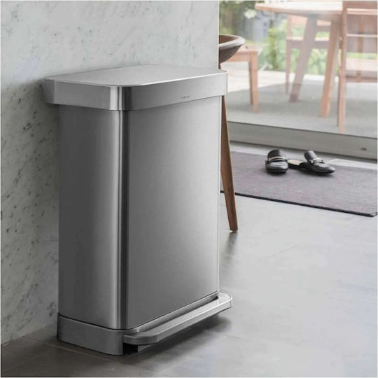 Simplehuman Μεταλλικός Κάδος Απορριμμάτων με Πεντάλ 45lt Inox