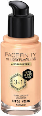 Max Factor Facefinity All Day Flawless 3-in-1 Liquid Make Up SPF20 N42 Ivory 30ml