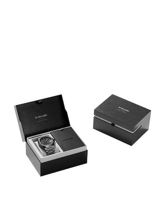 D1 Milano Skeleton Men's Watch 41.5mm Automatic with Gray Metal Bracelet