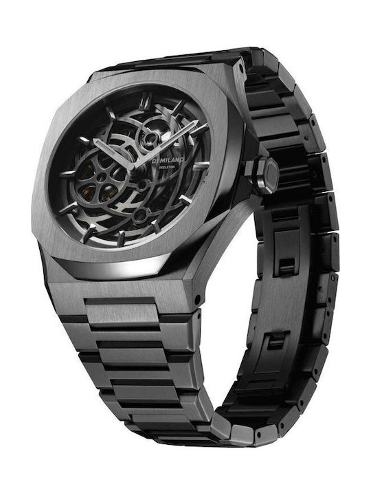 D1 Milano Skeleton Men's Watch 41.5mm Automatic with Gray Metal Bracelet