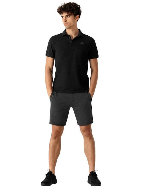 4F Herren Shirt Kurzarm Polo Schwarz