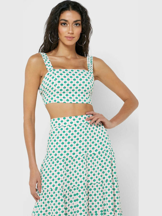 Γυναικείο Crop Top Αμάνικο Καλοκαιρινό Floral Πολύχρωμο