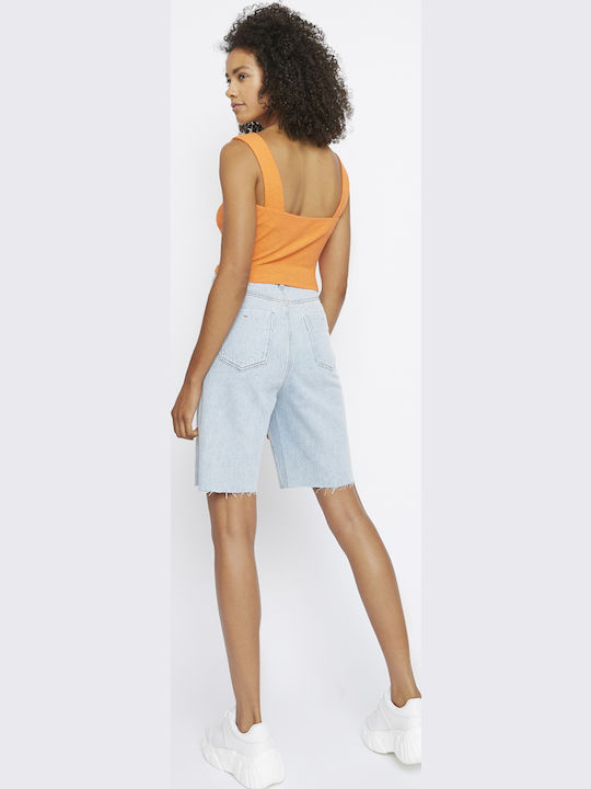 Women's Summer Crop Top with Spaghetti Straps Orange