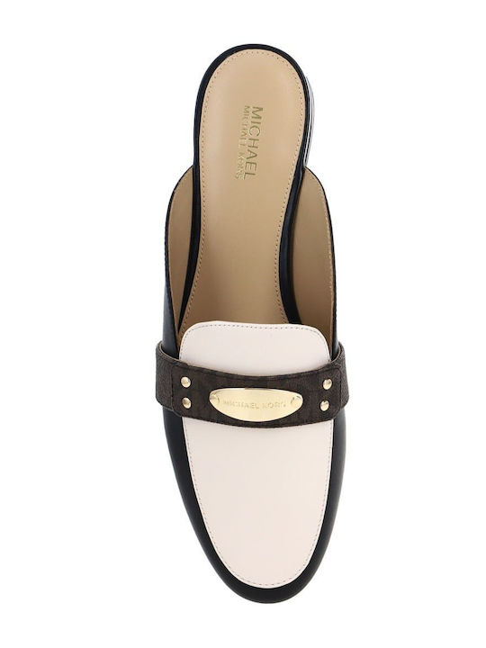 Flat Δερμάτινα Mules Μαύρο/Μπεζ