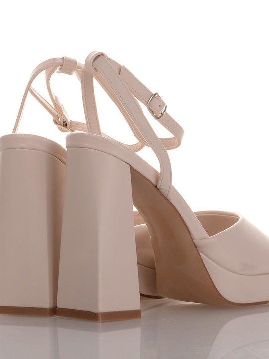 Famous Shoes Synthetic Leather Women's Sandals Beige