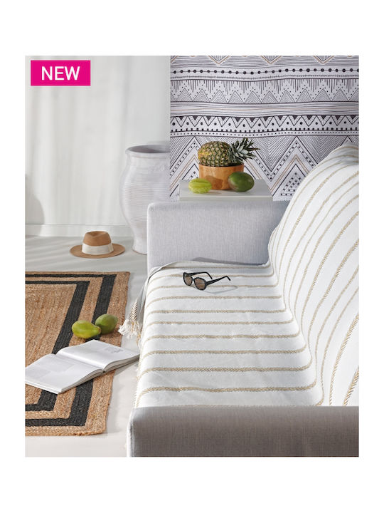 Kentia Cora Ριχτάρι Διθέσιου Καναπέ 180x250εκ. 03 Off White / Yellow