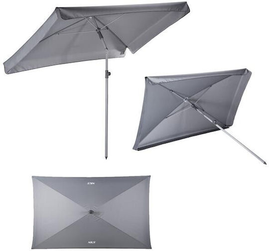 Quadratischer Metallischer Garten- und Terrassen-Sonnenschirm NC7826 Grau 2x1.25xHöhe2.2m