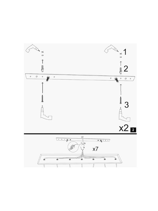 Megapap Precious Pendant Light Black with Socket E27 67x17x111cm