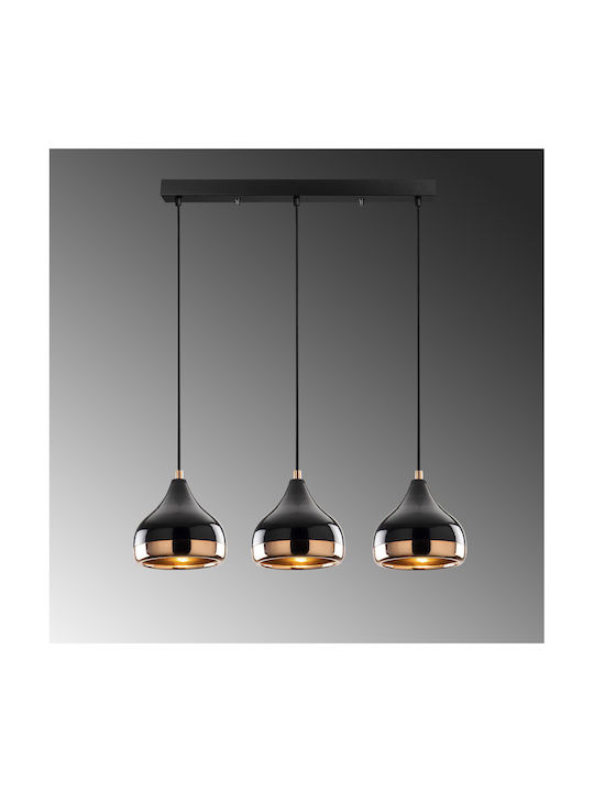 Megapap Precious Pendant Light Black with Socket E27 67x17x111cm