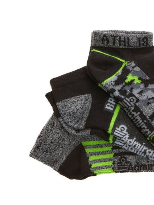 Admiral Boys 3 Pack Sport Ankle Socks Black