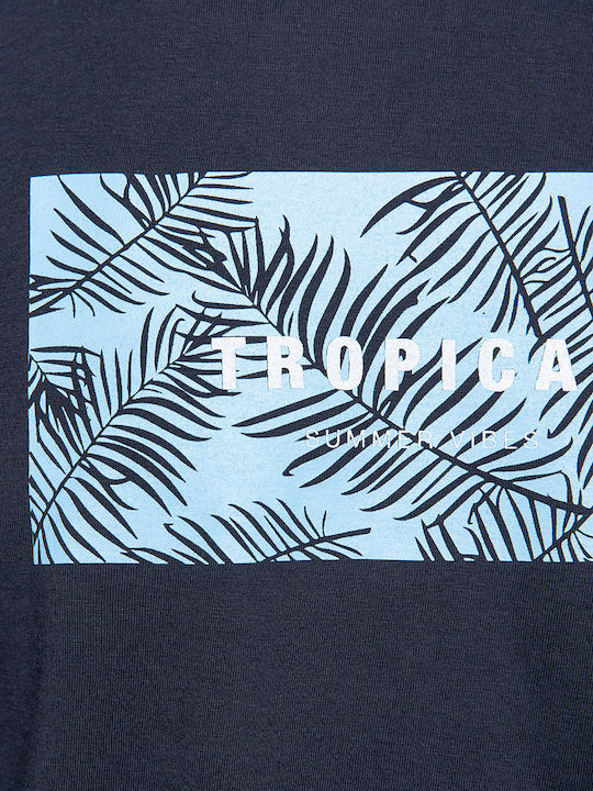 Snta T-Shirt mit Druck Tropical Summer Vibes - Blau Marine