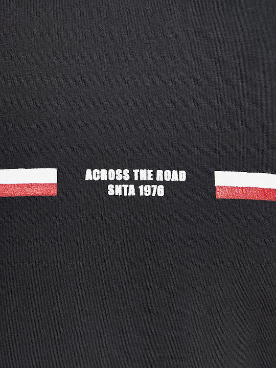 Snta T-Shirt mit Across The Road-Aufdruck - Schwarz