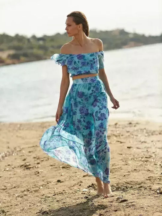 Desiree Σετ με Ψηλόμεση Maxi Φούστα Floral σε χρώμα