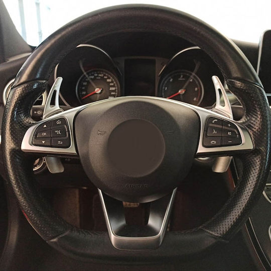 Carner Steering Wheel Decoration Aluminum Shift Paddles for Mercedes-Benz C-Class W205 / GLC / GLE / S-Class / CLA / GLA Silver 2pcs in Silver Color 0029795