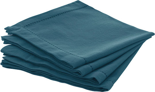 Atmosphera Șervețel De Masă Din Bumbac Set 4 Bucăți Chambray Albastru Canard 40x40 cm