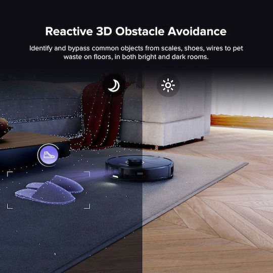 Roborock RockDock S8 Pro Ultra Σκούπα Ρομπότ με Χαρτογράφηση Laser & Απορρόφηση 6000Pa Μαύρη