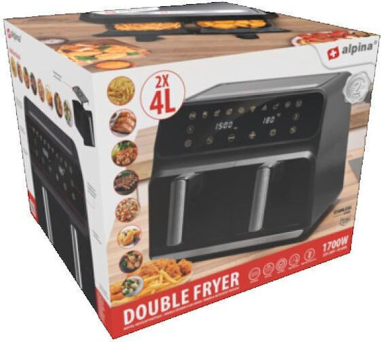 Alpina Appliances Air Fryer with Double Detachable Bucket 8lt Black 24012